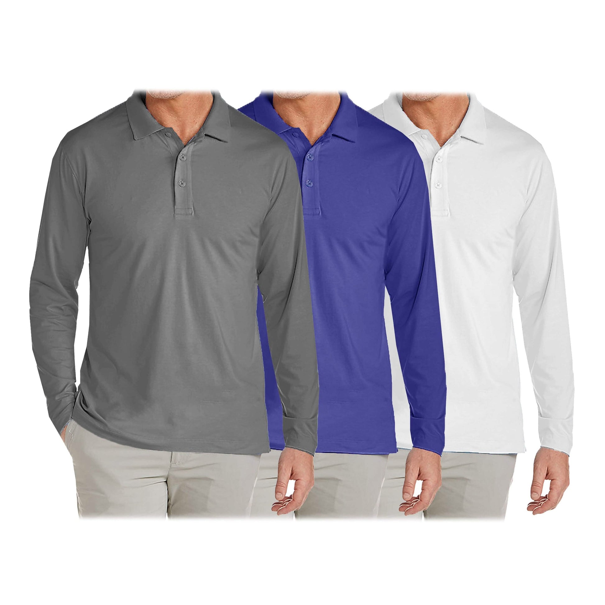 3-Pack: Men's Long Sleeve Pique Polo Shirts DailySale