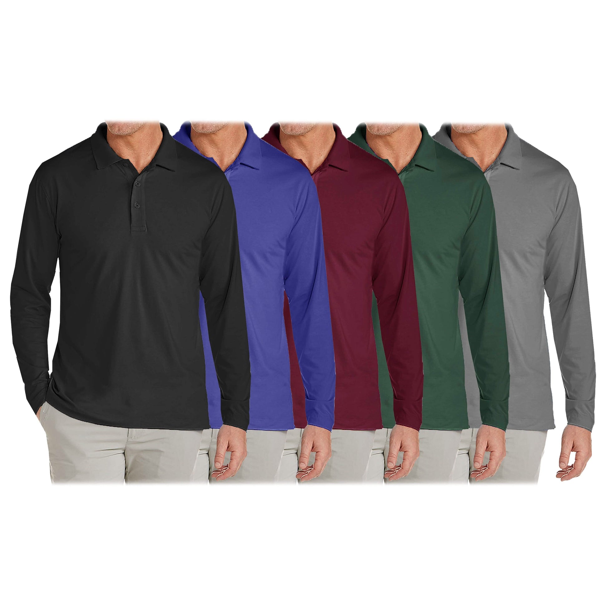 3-Pack: Men's Long Sleeve Pique Polo Shirts DailySale