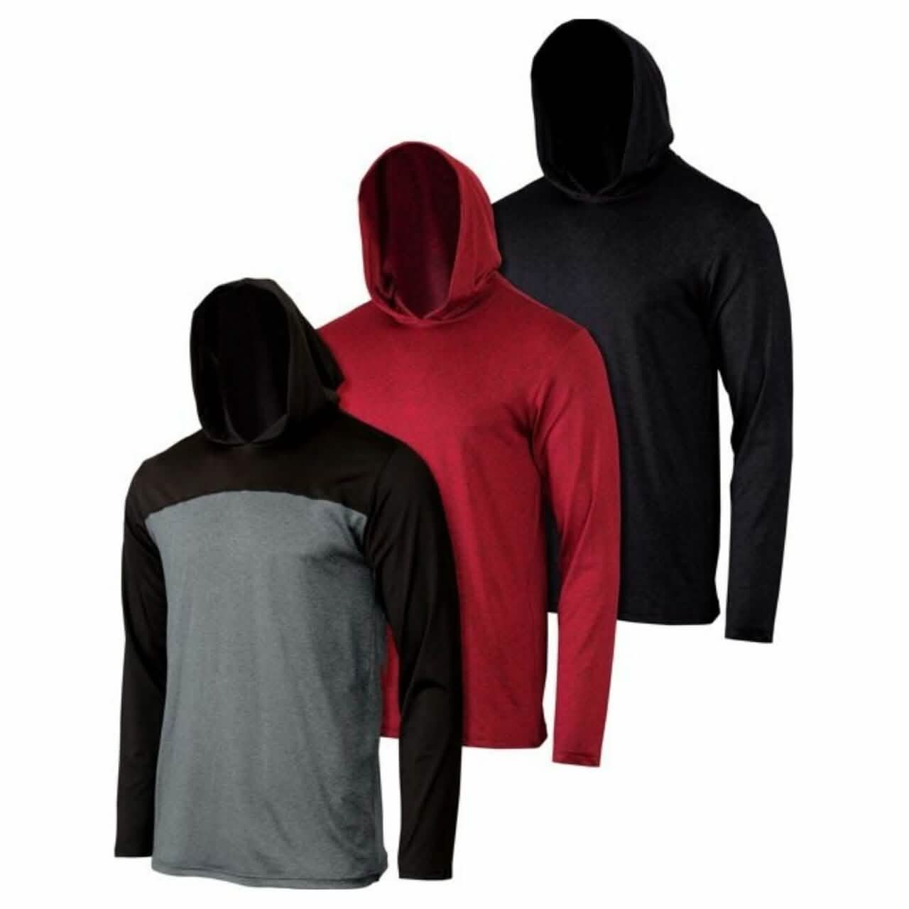3-Pack: Men's Moisture Wicking Active Athletic Pullover Hoodies DailySale