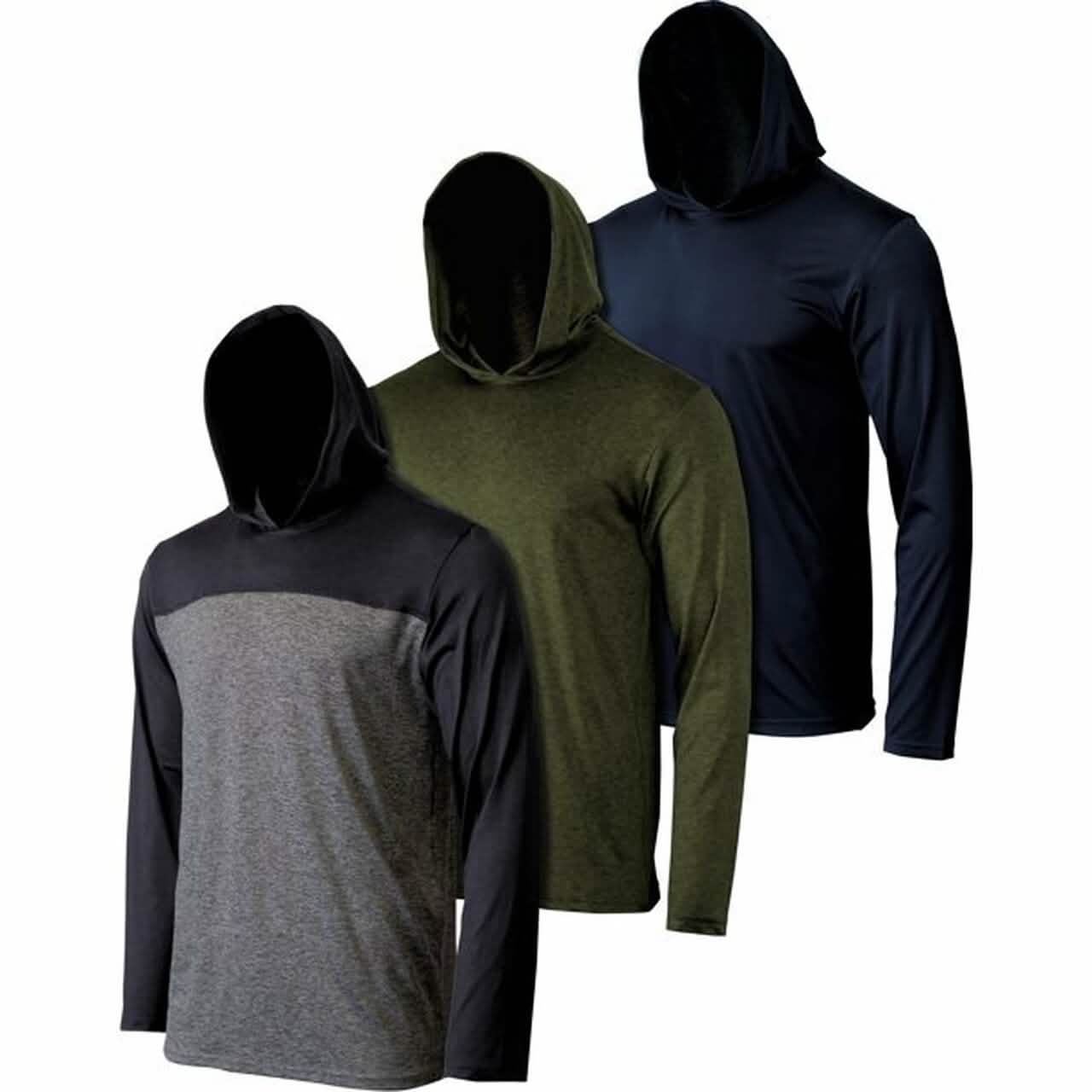 3-Pack: Men's Moisture Wicking Active Athletic Pullover Hoodies DailySale
