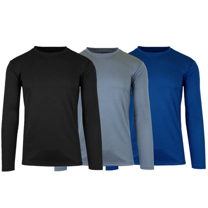 3-Pack: Men's Moisture Wicking Long Sleeve Performance Tagless Tee DailySale