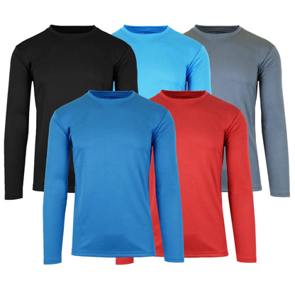 3-Pack: Men's Moisture Wicking Long Sleeve Performance Tagless Tee DailySale