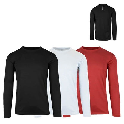 3-Pack: Men's Moisture Wicking Long Sleeve Performance Tagless Tee DailySale