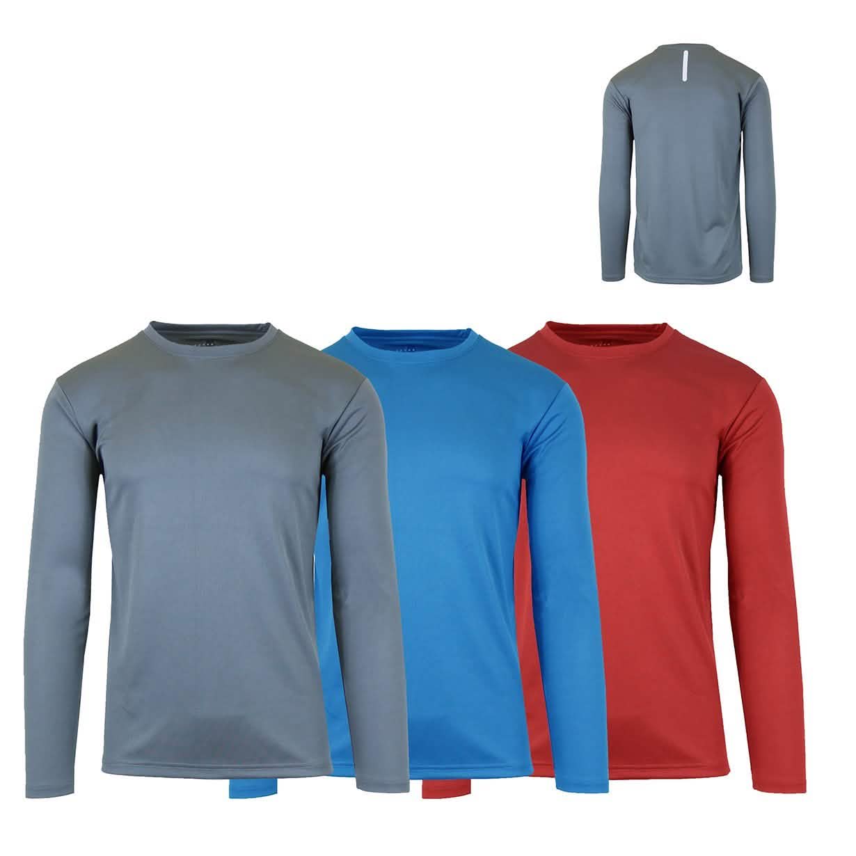 3-Pack: Men's Moisture Wicking Long Sleeve Performance Tagless Tee DailySale