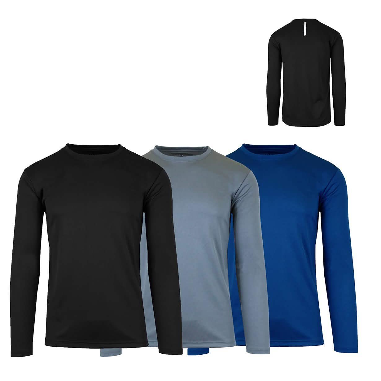 3-Pack: Men's Moisture Wicking Long Sleeve Performance Tagless Tee DailySale