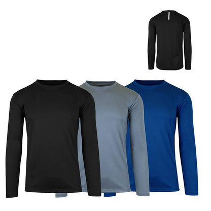 3-Pack: Men's Moisture Wicking Long Sleeve Performance Tagless Tee DailySale