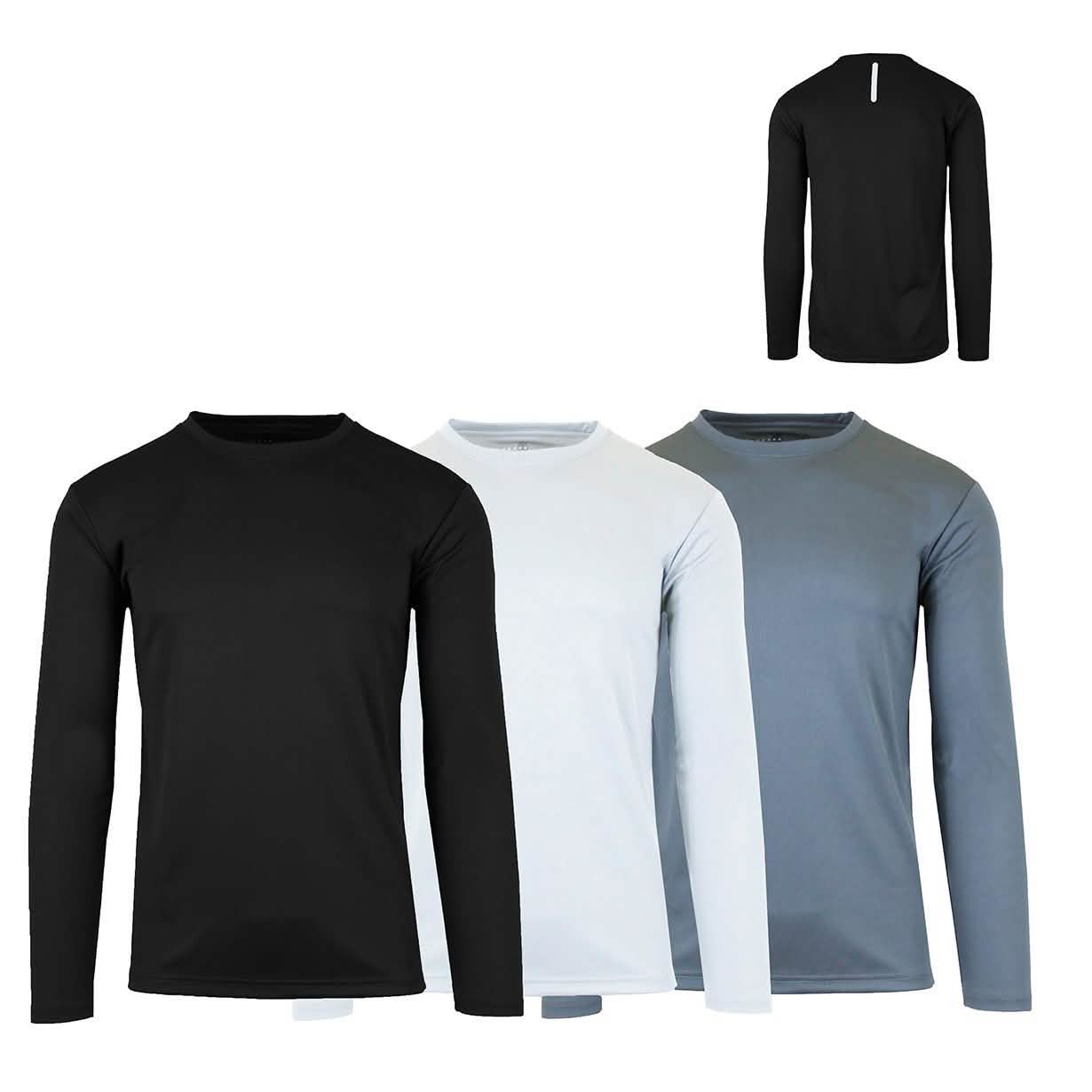 3-Pack: Men's Moisture Wicking Long Sleeve Performance Tagless Tee DailySale