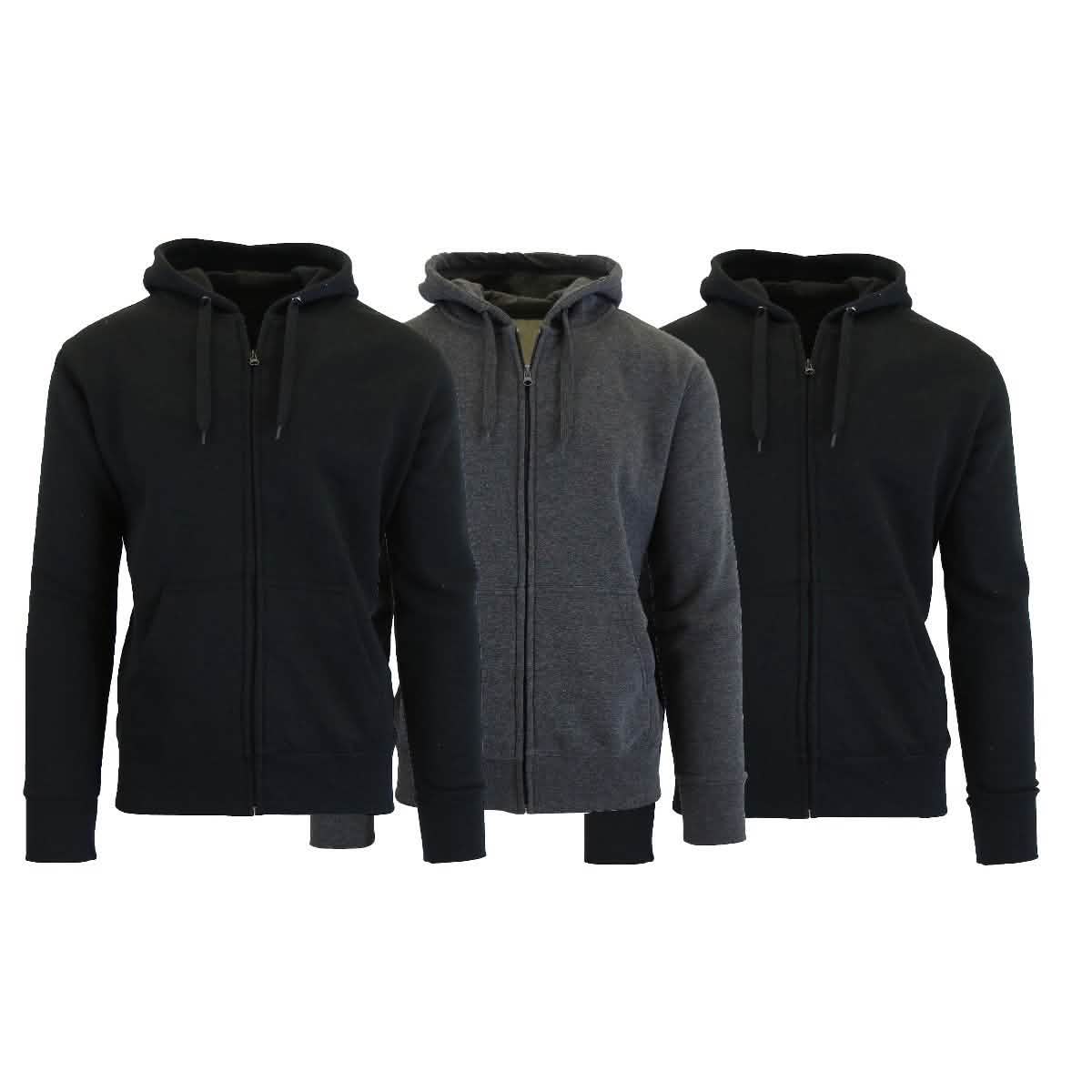 3-Pack Men's Slim-Fit Fleece-Lined Zip Hoodie DailySale