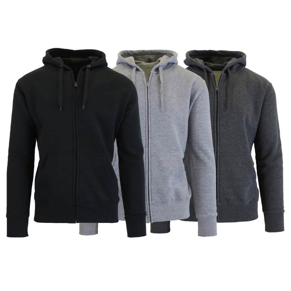 3-Pack Men's Slim-Fit Fleece-Lined Zip Hoodie DailySale