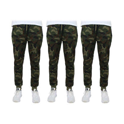 3-Pack: Men's Slim Fitting French Terry Jogger Lounge Pants with Zipper Pockets DailySale