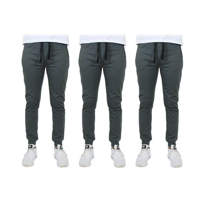 3-Pack: Men's Slim Fitting French Terry Jogger Lounge Pants with Zipper Pockets DailySale