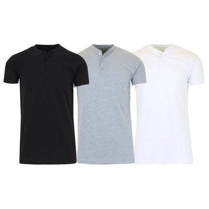 3-Pack Men's Slim Fitting Short Sleeve Henley Slub Tee DailySale