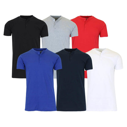 3-Pack Men's Slim Fitting Short Sleeve Henley Slub Tee DailySale
