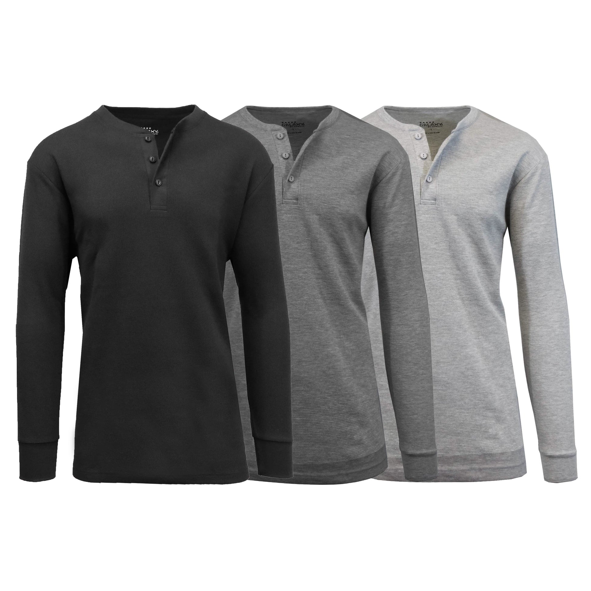 3-Pack: Men's Waffle-Knit Thermal Henley Tees DailySale