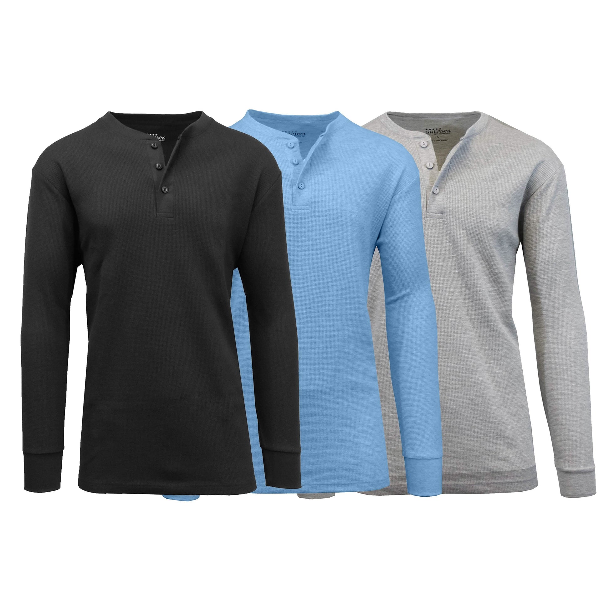 3-Pack: Men's Waffle-Knit Thermal Henley Tees DailySale