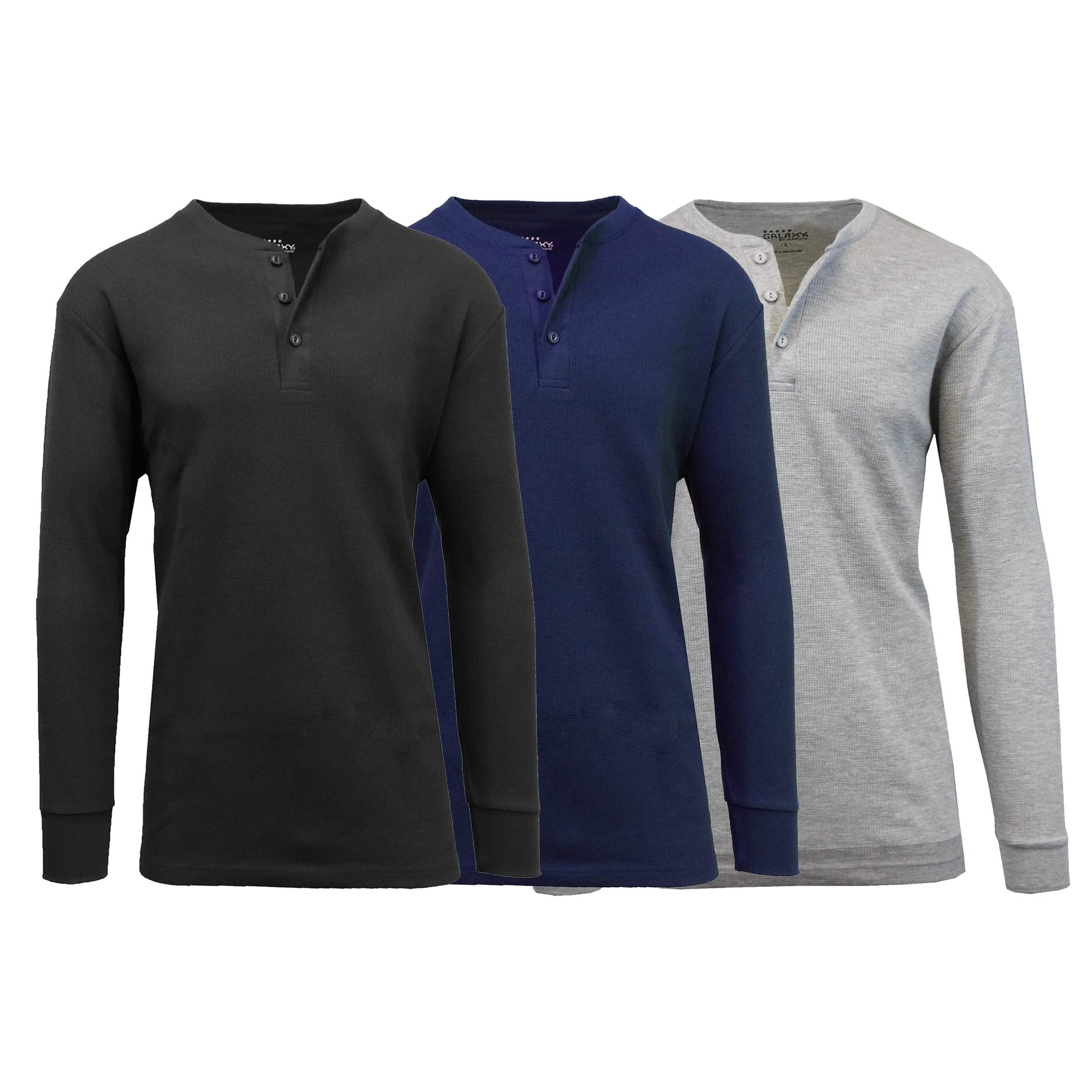 3-Pack: Men's Waffle-Knit Thermal Henley Tees DailySale