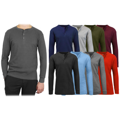 3-Pack: Men's Waffle-Knit Thermal Henley Tees DailySale