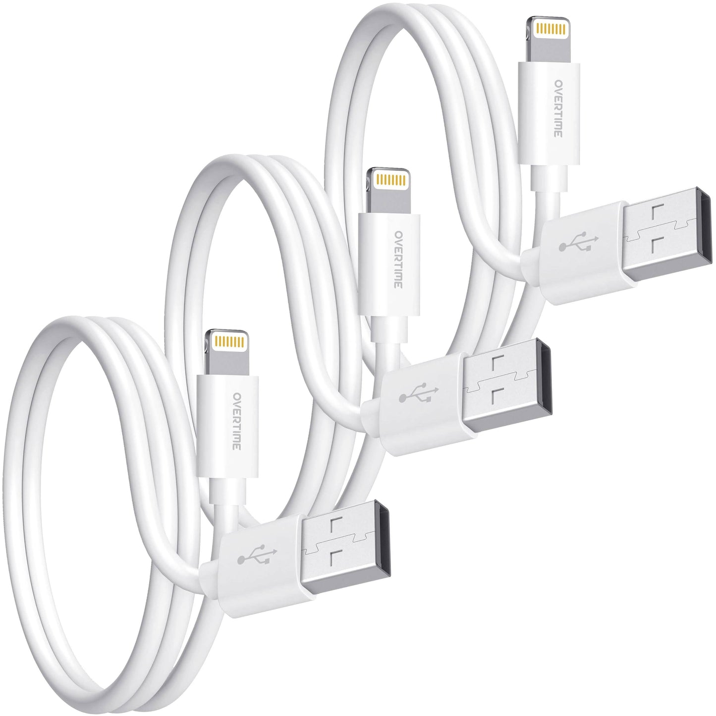 3-Pack: Overtime MFi Certified Ultra-Fast Charging 4ft Lightning Cables DailySale
