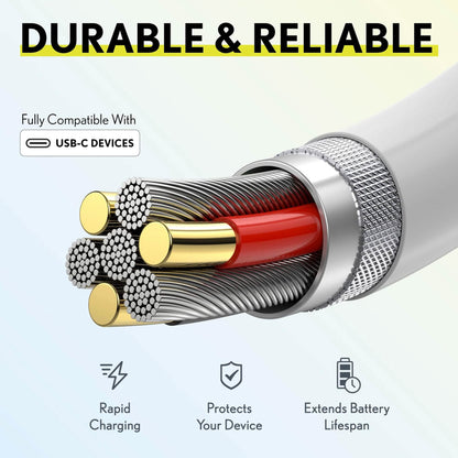 3-Pack: Overtime USB-C to USB-C Charging Cable DailySale