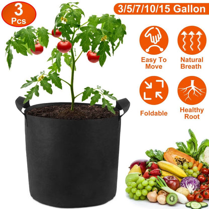 3-Pack: Planter Bags Breathable Planting Fabric Pots with Harvest Window DailySale