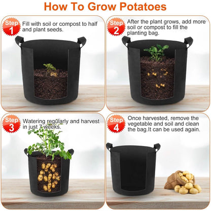 3-Pack: Planter Bags Breathable Planting Fabric Pots with Harvest Window DailySale