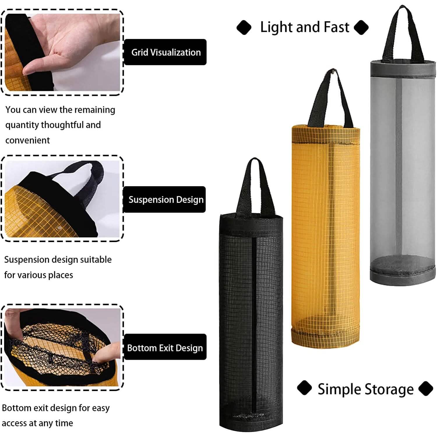 3-Pack: Plastic Mesh Grocery Bag Holder DailySale