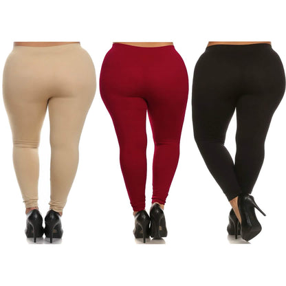 3-Pack: Plus Size Women's Casual Ultra-Soft Workout Yoga Leggings DailySale