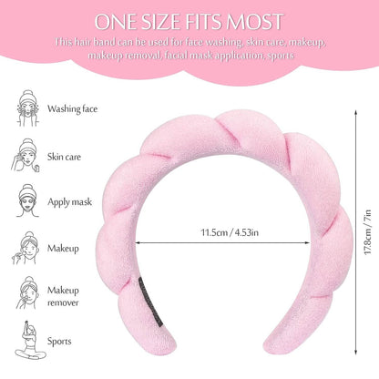 3-Pack:  Puffy Terry Towel Cloth Fabric Sponge Face Wash Head Band DailySale