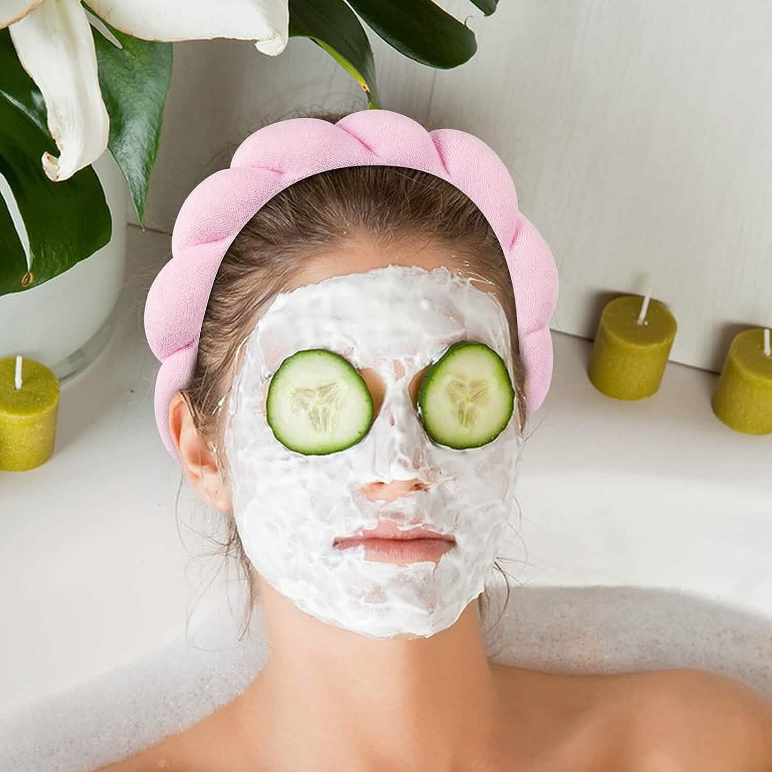 3-Pack:  Puffy Terry Towel Cloth Fabric Sponge Face Wash Head Band DailySale
