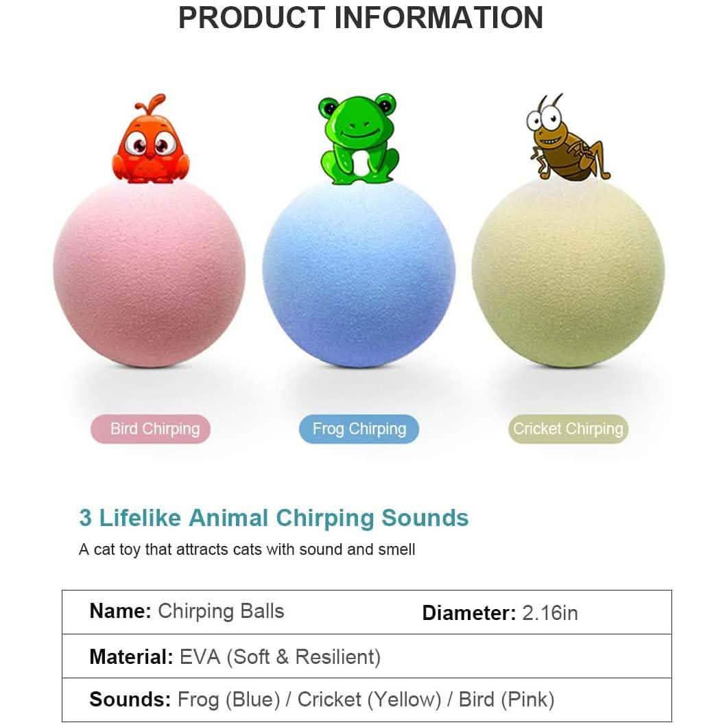 3-Pack: Realistic Chirping Balls Cat Toys DailySale
