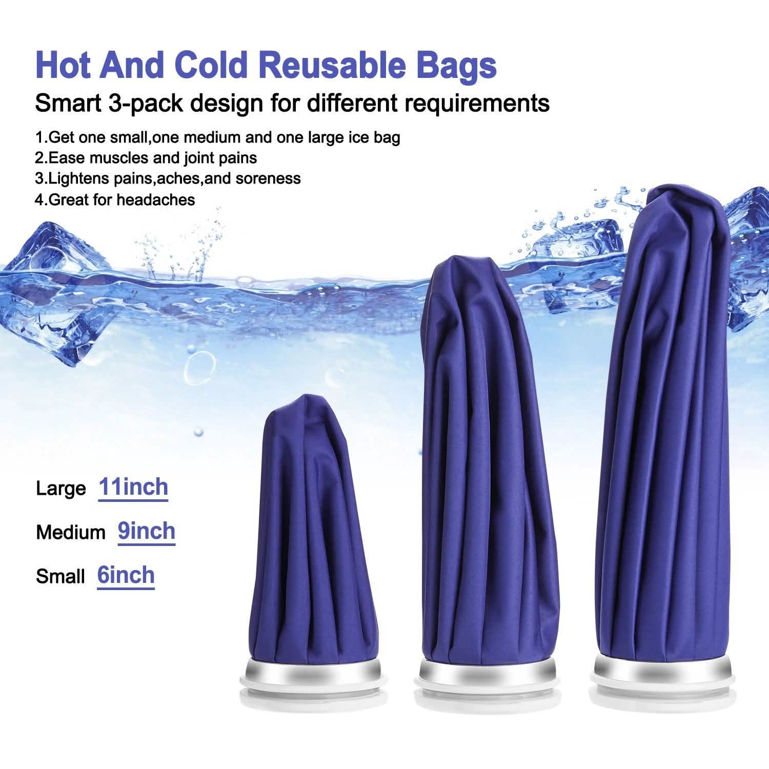 3-Pack: Reusable Ice Bag Pain Relief Heat Pack Sports Injury First Aid DailySale
