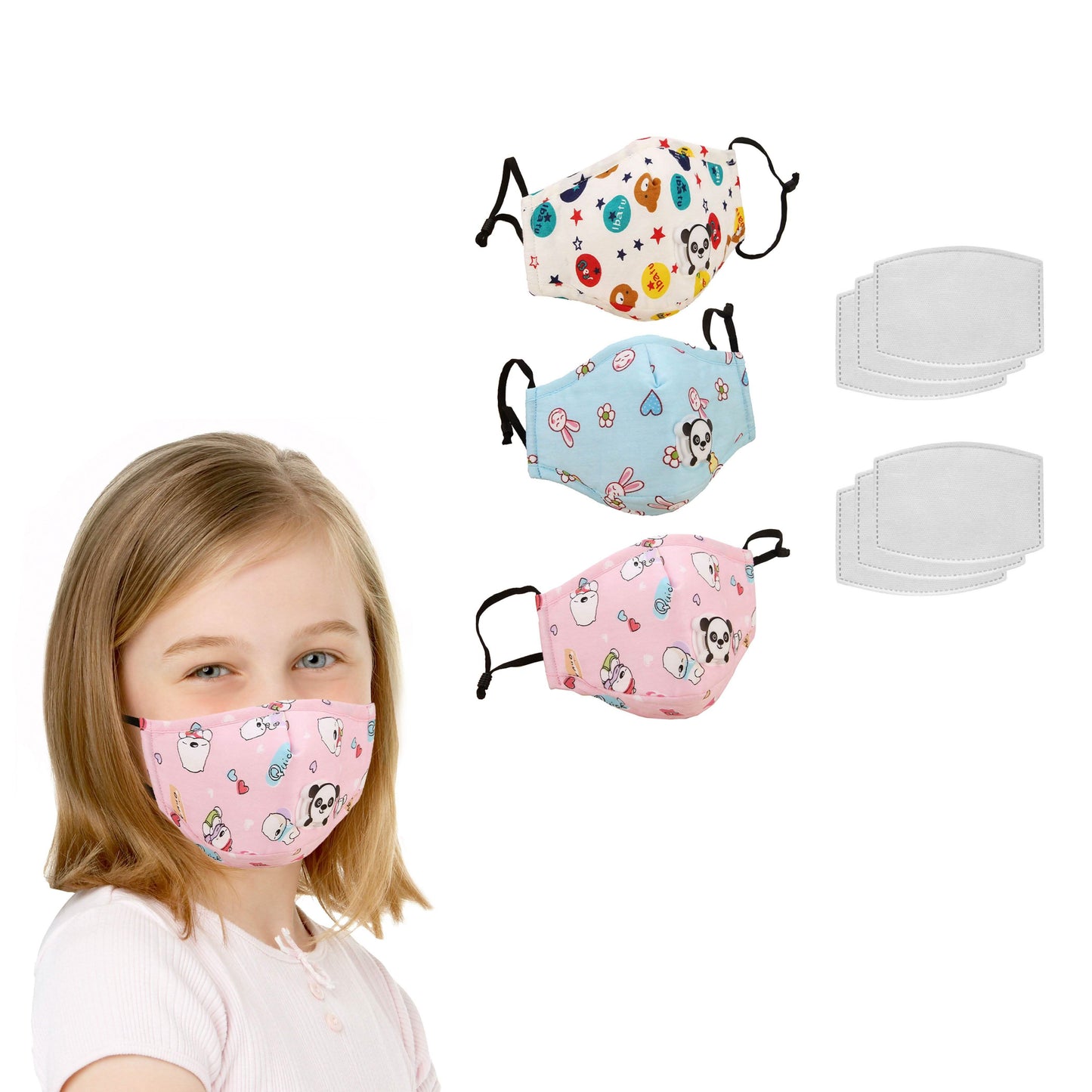 3-Pack: Reusable Kids Face Mask with 6 Filters and Adjustable Earloop DailySale