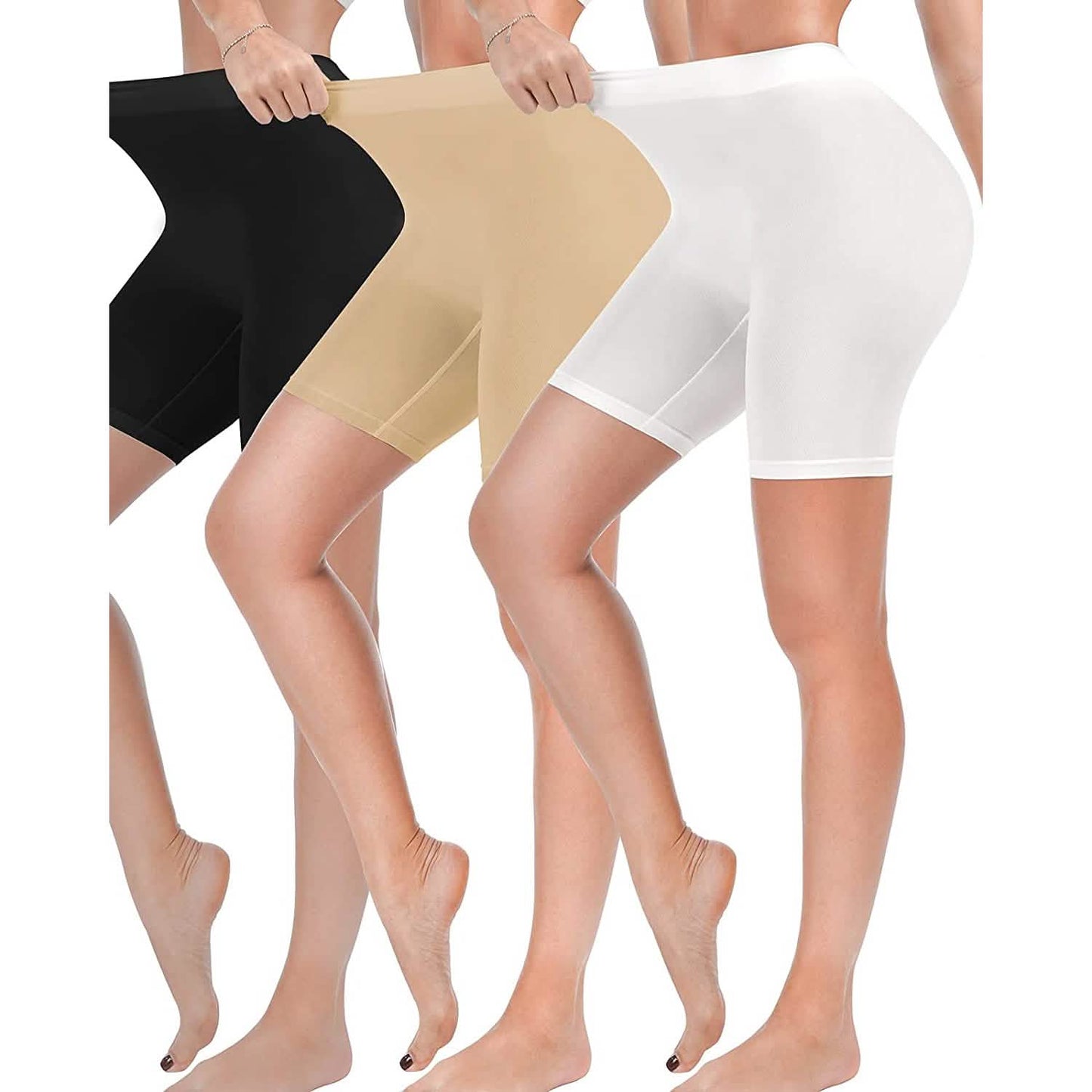 3-Pack: Slip Shorts for Women Under Dress, Comfortable Smooth Yoga Shorts DailySale