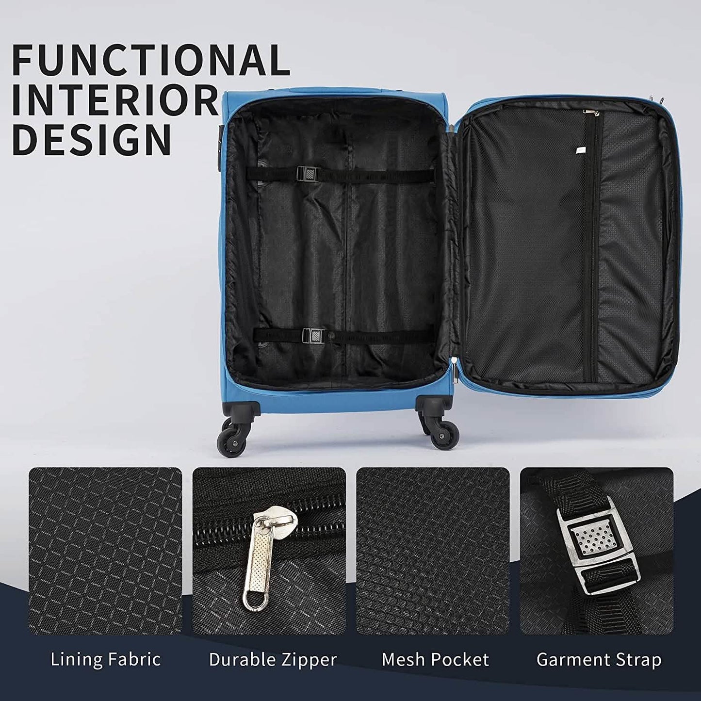 3-Pack: Softside Travel Luggage Set with TSA Lock DailySale