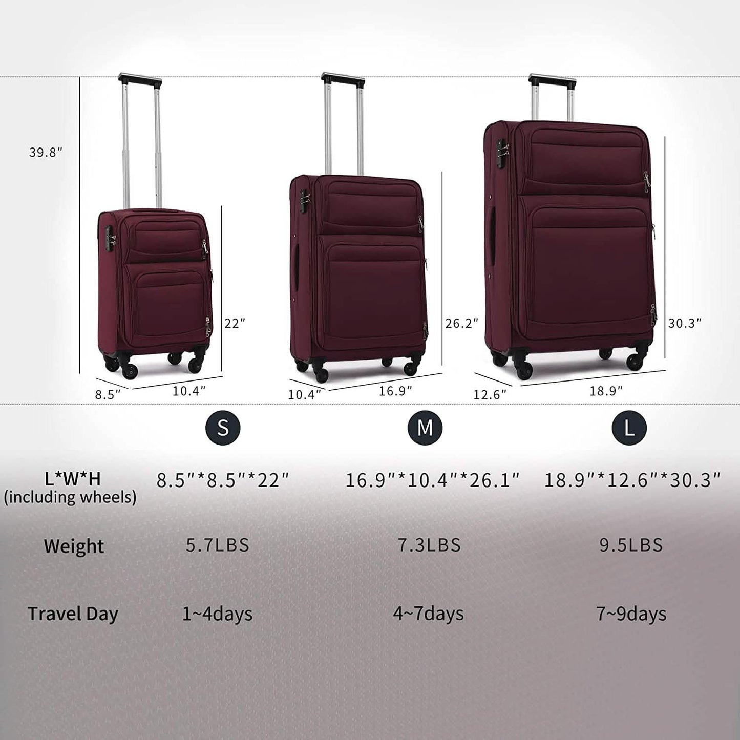 3-Pack: Softside Travel Luggage Set with TSA Lock DailySale