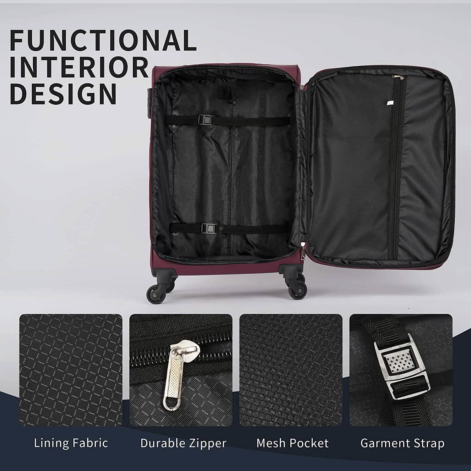 3-Pack: Softside Travel Luggage Set with TSA Lock DailySale