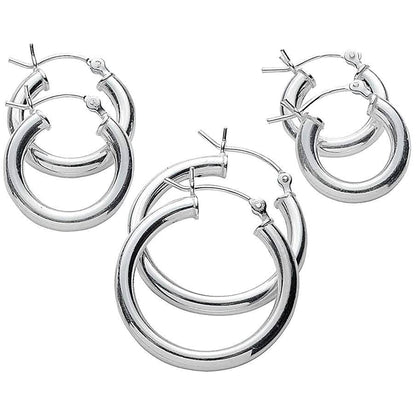 3-Pack: Sterling Silver Hoop Earrings DailySale