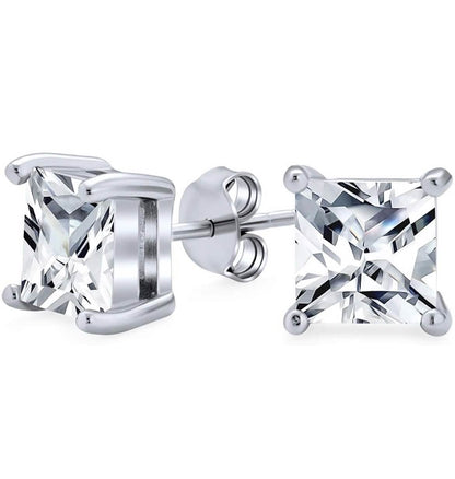 3-Pack: Sterling Silver Princess Cut Studs DailySale