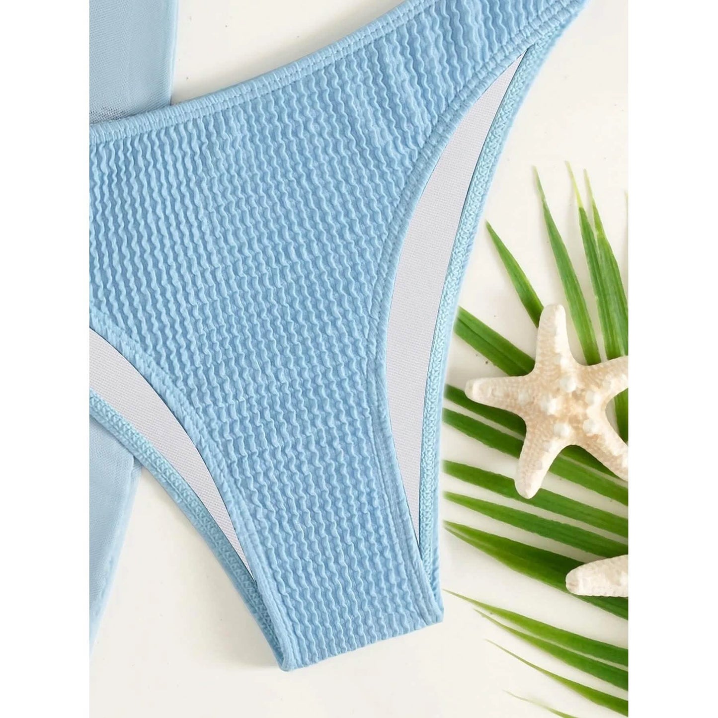 3-Pack: Textured Ring Linked Halter Bikini Swimsuit & Beach Skirt DailySale