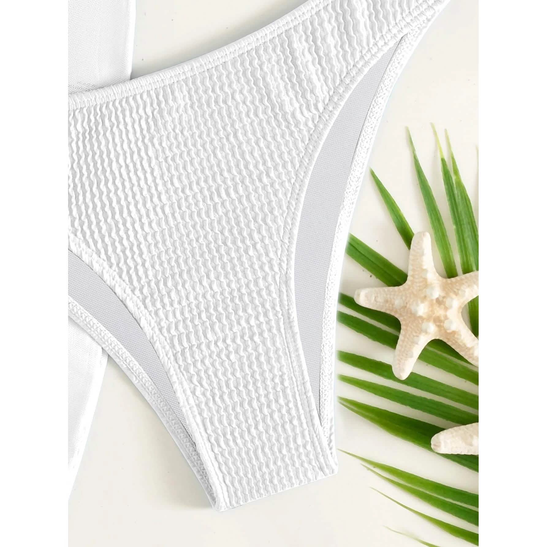 3-Pack: Textured Ring Linked Halter Bikini Swimsuit & Beach Skirt DailySale