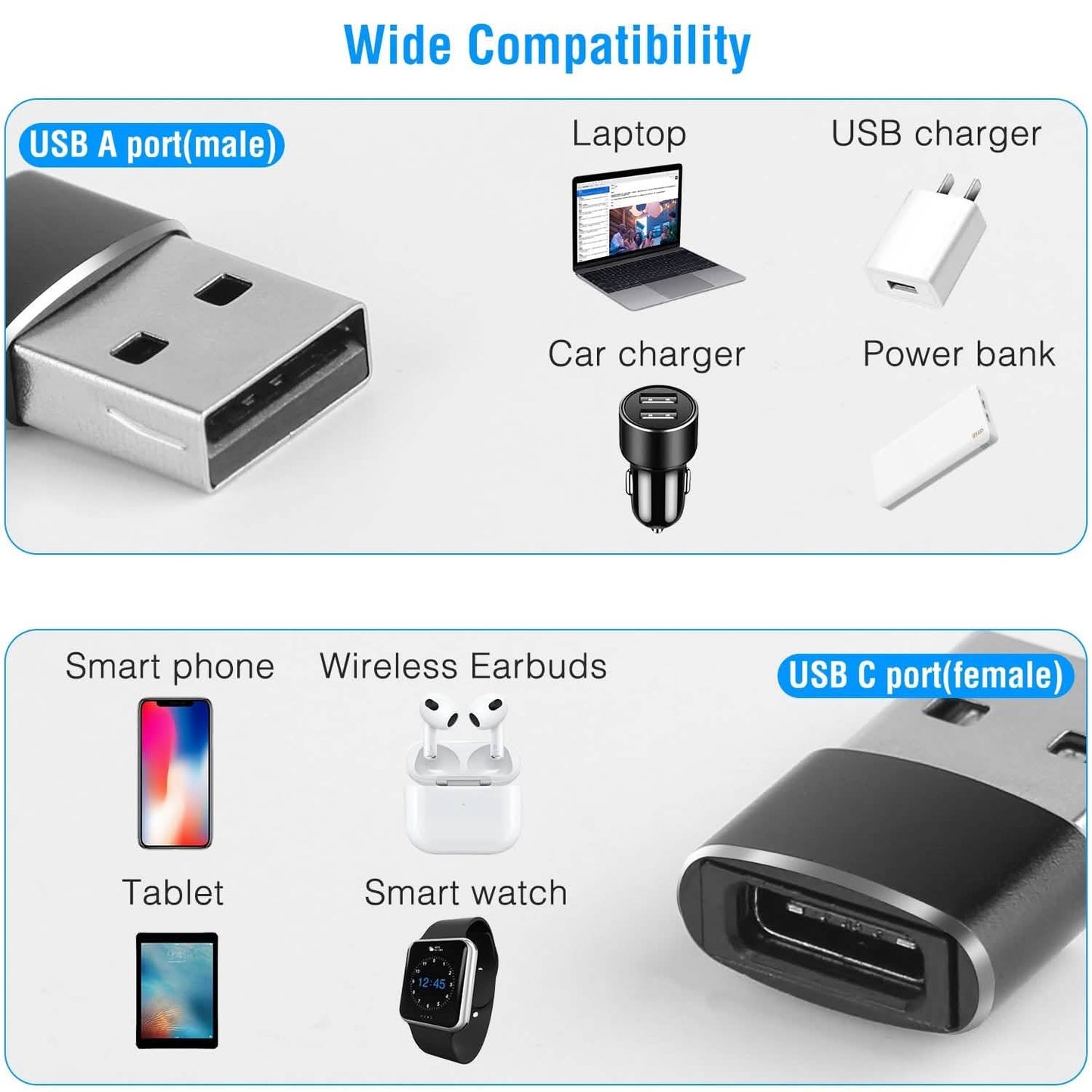 3-Pack: USB C Type-C Female to USB Type A Male Port Converter DailySale