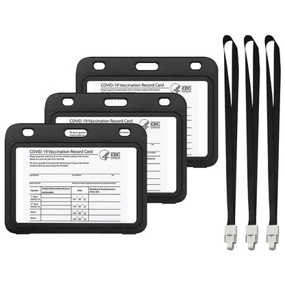 3-Pack: Waterproof Hard Case CDC Vaccination Card Holder With Lanyards DailySale