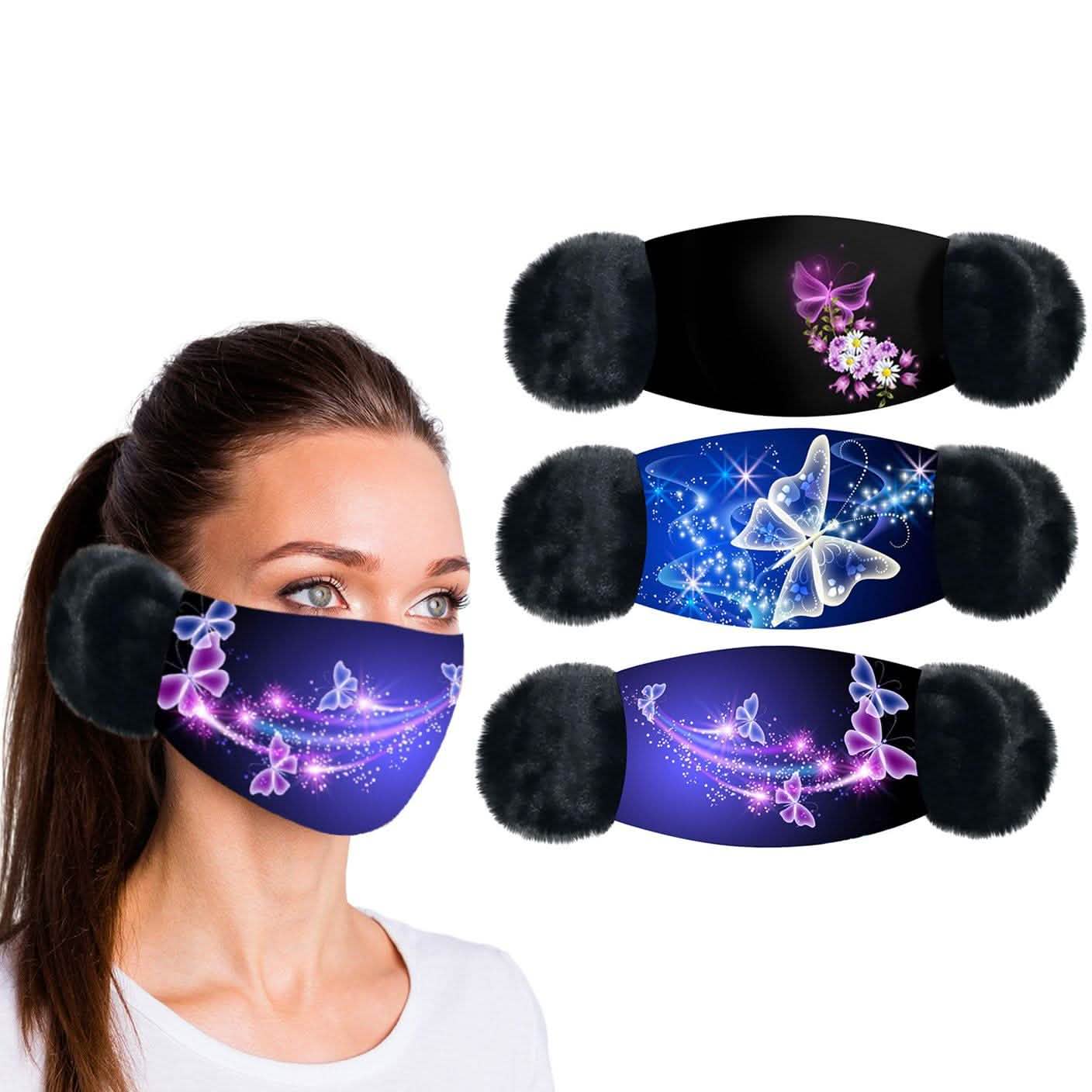 3-Pack: Windproof Winter Reusable Non-Medical Warm Face Mask With Earmuff DailySale