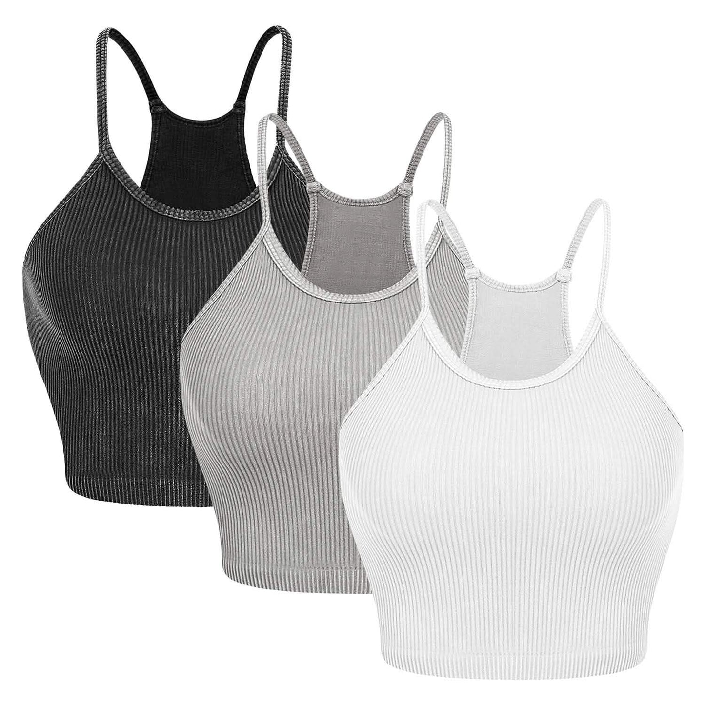 3-Pack: Women Crop Basic Tank Top Ribbed Knit Sleeveless DailySale