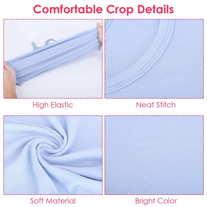 3-Pack: Women Crop Basic Tank Top Ribbed Knit Sleeveless DailySale
