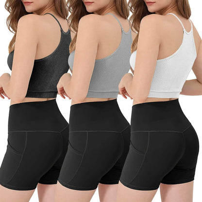 3-Pack: Women Crop Basic Tank Top Ribbed Knit Sleeveless DailySale