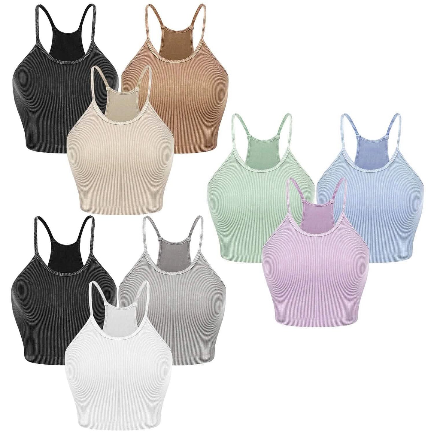 3-Pack: Women Crop Basic Tank Top Ribbed Knit Sleeveless DailySale