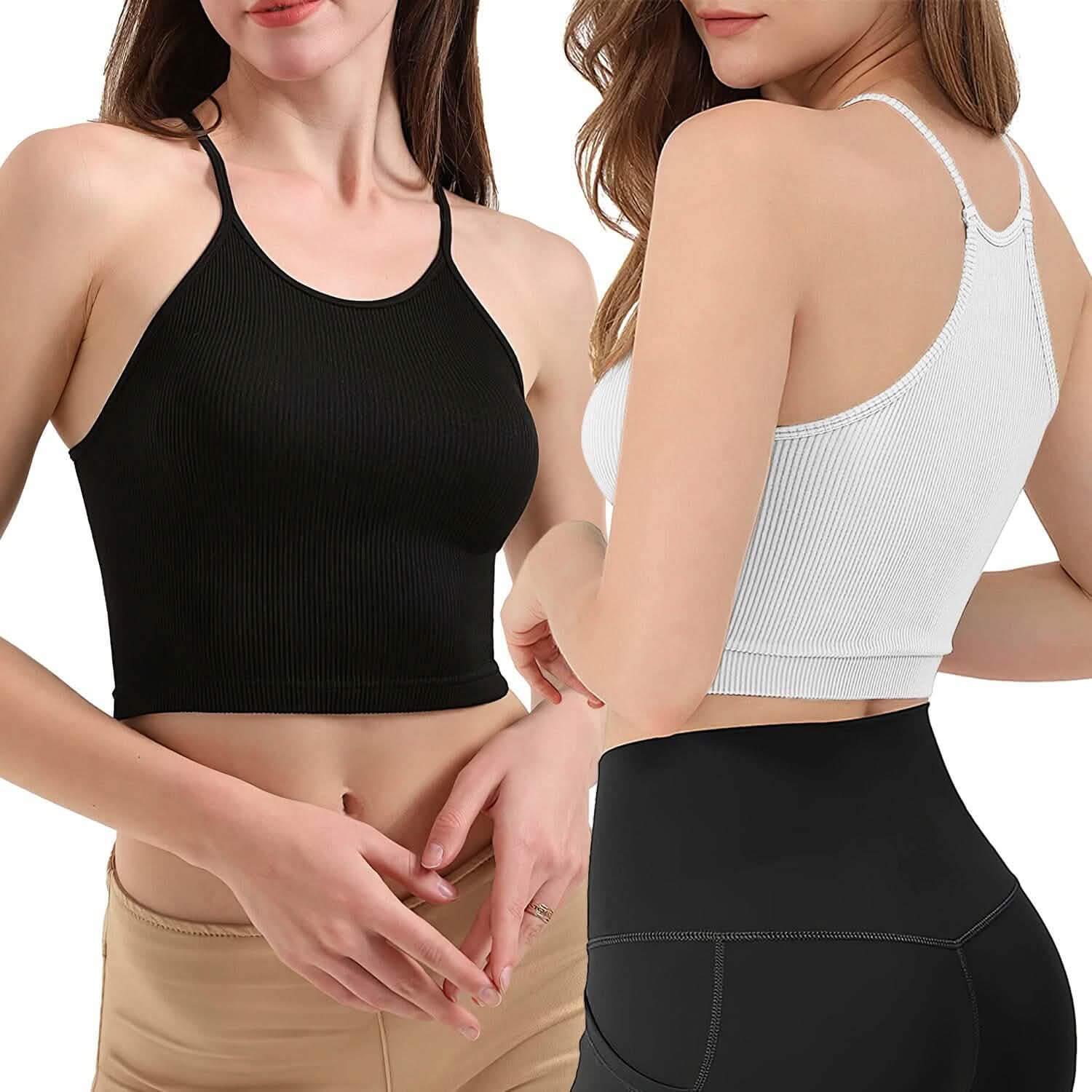 3-Pack: Women Crop Basic Tank Top Ribbed Knit Sleeveless DailySale