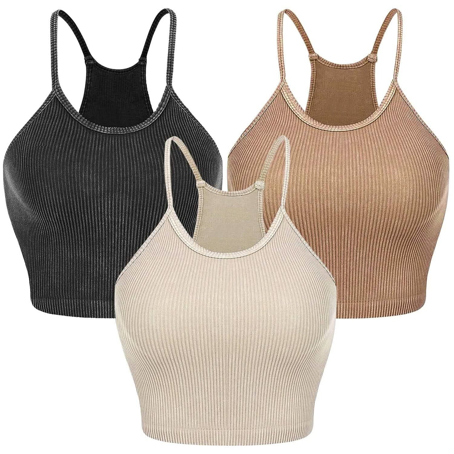 3-Pack: Women Crop Basic Tank Top Ribbed Knit Sleeveless DailySale