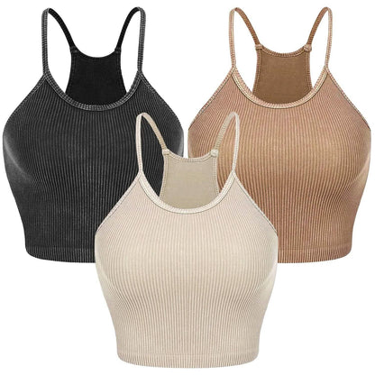 3-Pack: Women Crop Basic Tank Top Ribbed Knit Sleeveless DailySale